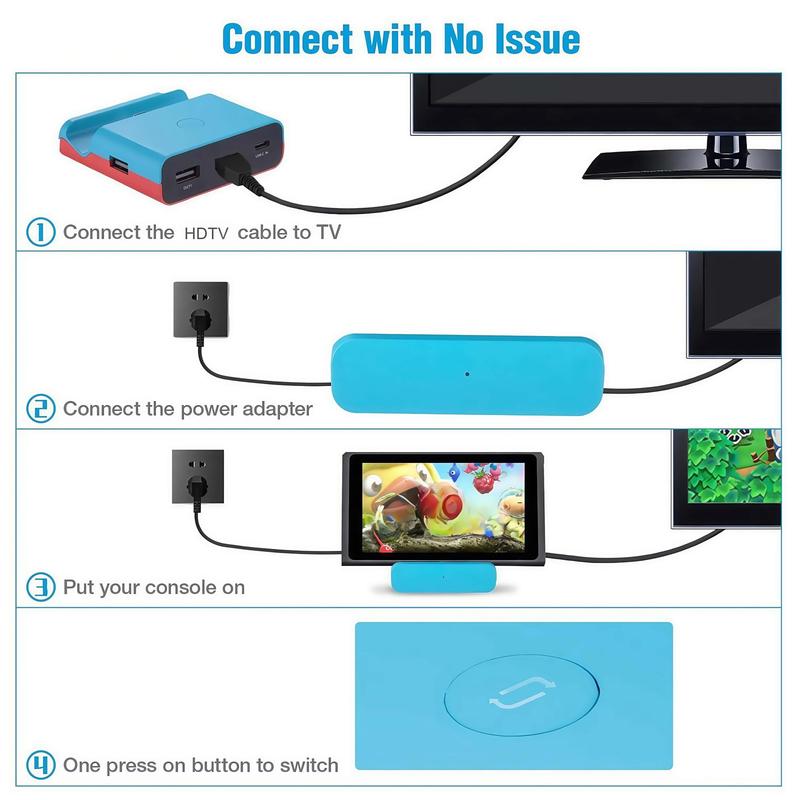 Type C USB Port Gaming Device TV Charging Stand, Controller Stand, Multi-function Docking Station for Nintendo Switch & Switch OLED, Gaming & Consoles Accessories, Controller Accessories, Gaming Items, Gaming Accessory, Men Gifts