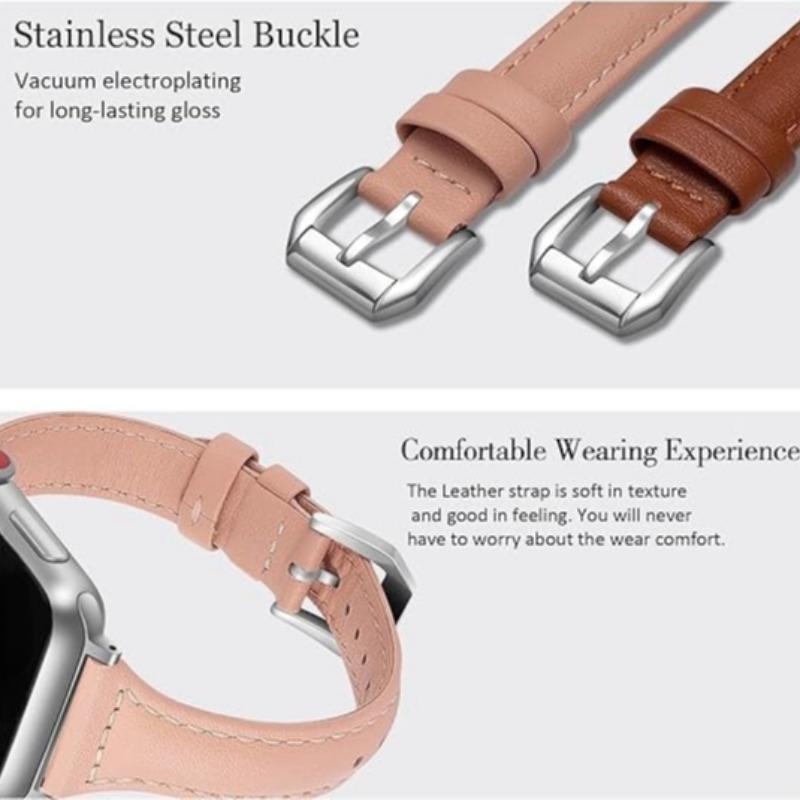 Solid Color PU Leather Watch Band (2 Counts set), Fashionable Watch Band, Wearable Accessories Compatible with Apple Watch Series 9 8 7 6 5 4 3 2 1 Ultra SE