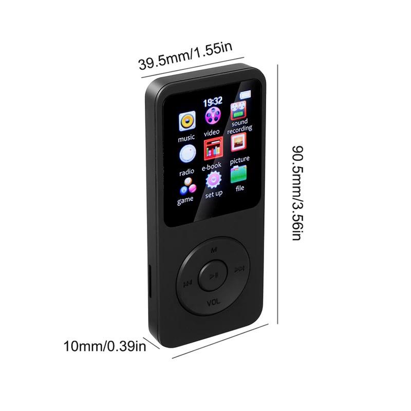 MP3 Player 1.8 in Screen HiFi Lossless Music Player Bluetooth-Compatible5.0 Type-C Sports MP3 Player Built-in Speaker for Kids