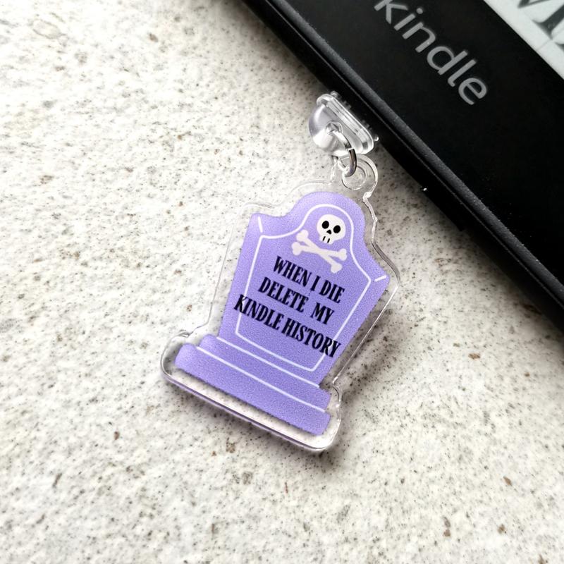 Acrylic Kindle ebook Phone Charm Dust Plug Bookish Books Bookworm Reading