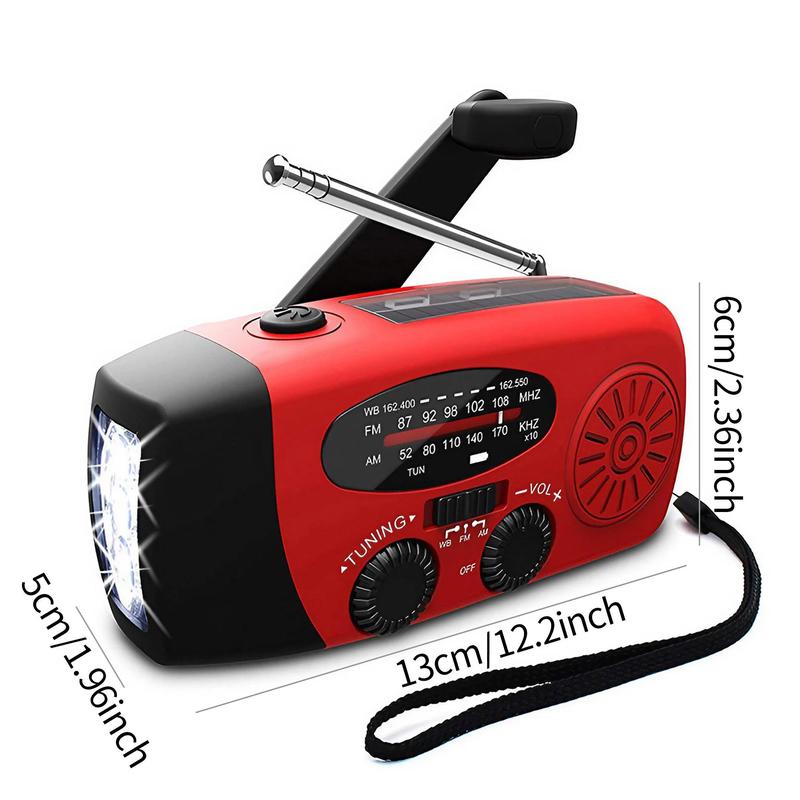 Portable Solar Powered Radio, 2000mAh Multifunctional Emergency LED Flashlight Radio, FM AM WB NOAA Weather Radio, Outdoor Radio for Camping Hiking