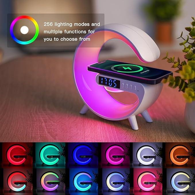 NEW Night Light Lamp Multifunctional Wireless Audio Speaker, Multifunctional Wireless Speaker with Alarm Clock, Rechargeable Speaker, Wireless Charger Station for Smartphone