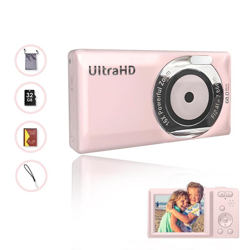 Portable Digital Camera, 1 Set 1080P High Definition Screen Camera with 32GB Memory Card, USB Rechargeable Vlogging Camera for Student, Adult, Beginners