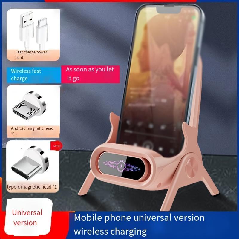 Wireless Charger Stand, Auto-sensing Phone Holder with Wireless Charging, Multi-angle Viewing Phone Holder for Car and Home