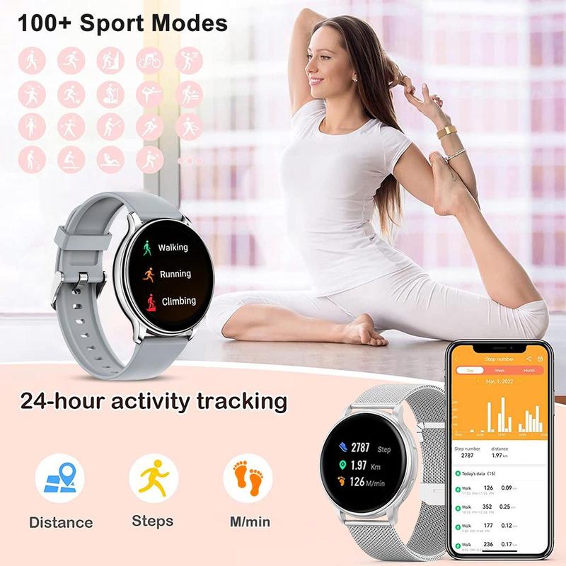 1.32 Inch Touch Screen Smart Watch with Replacement Band, Bluetooth-compatible Calling Smart Watch, Multifunction Sports Fitness Watch for iOS & Android Phone