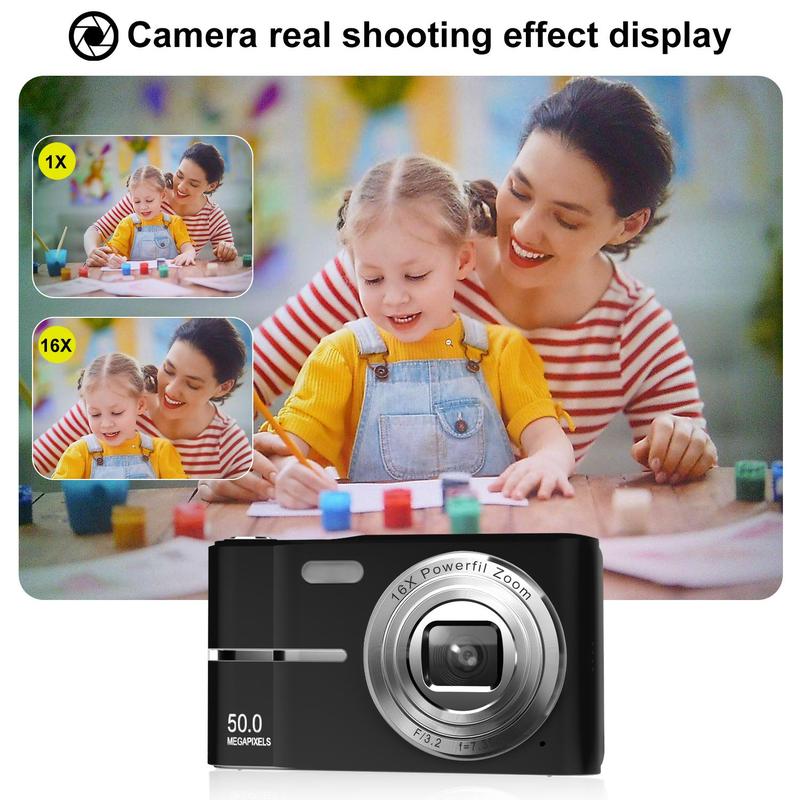 Fall FHD 1080P Digital Cameras with SD Card, 16X Digital Zoom, Portable Mini Digital for Students Boys Girls, Point and Shoot Portable Digital for Gifts, Back To School Gifts, Boyfriend Gift