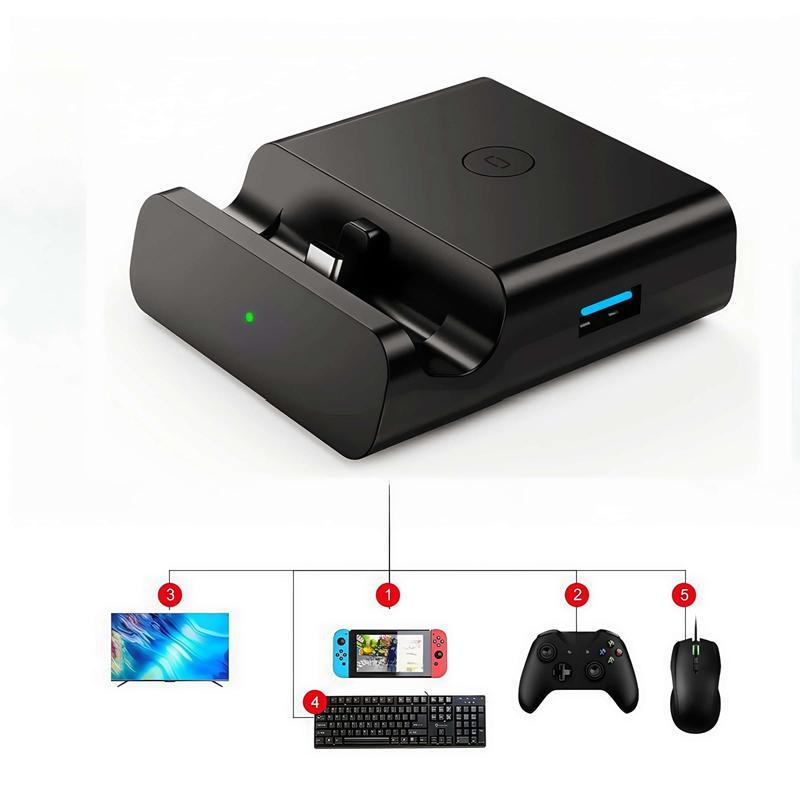 Type C USB Port Gaming Device TV Charging Stand, Controller Stand, Multi-function Docking Station for Nintendo Switch & Switch OLED, Gaming & Consoles Accessories, Controller Accessories, Gaming Items, Gaming Accessory, Men Gifts