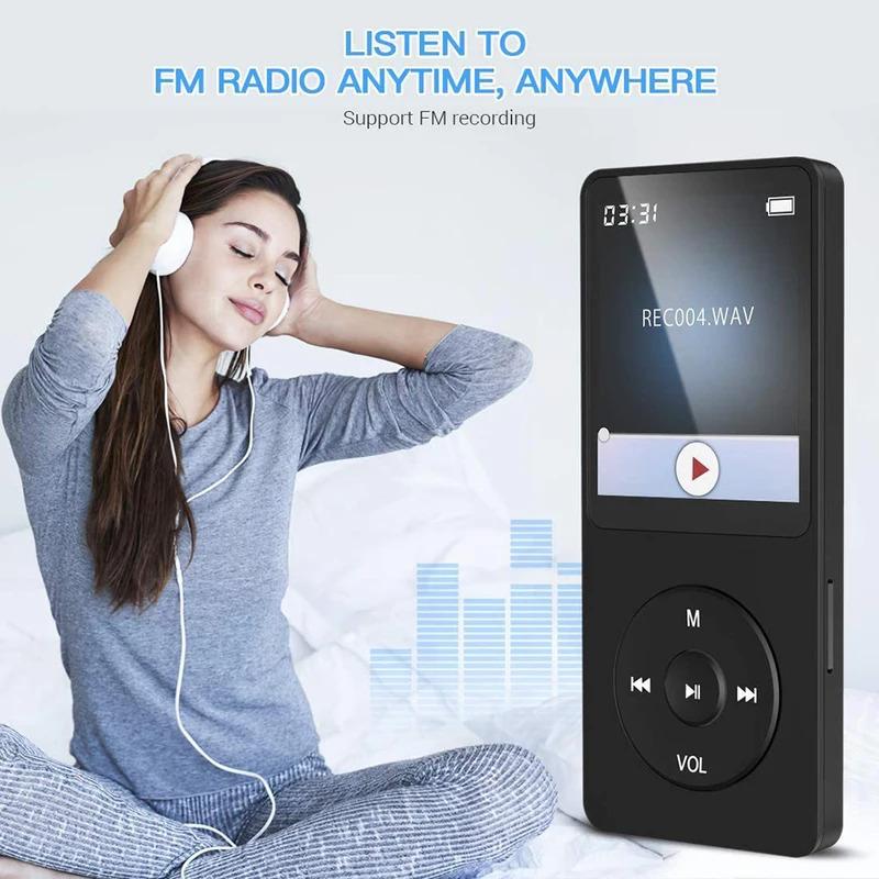 MP3 Player 1.8 in Screen HiFi Lossless Music Player Bluetooth-Compatible5.0 Type-C Sports MP3 Player Built-in Speaker for Kids