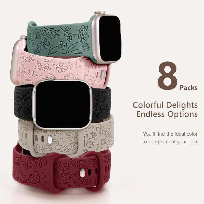 Durable Flower Pattern Watch Band (Band Only), Silicone Floral  Design Wearable Accessories Compatible with Apple Watch, Fashion Watch Accessories for iWatch