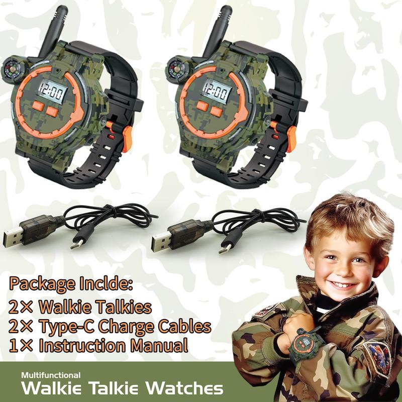 Rechargeable Walkie Talkie for Kids Two-Way Radio Walky Talky with Flashlight Children Outdoor Game Interphone Toy Game and Gifts for Boy and Girl Age 4 to 12 (Camo)