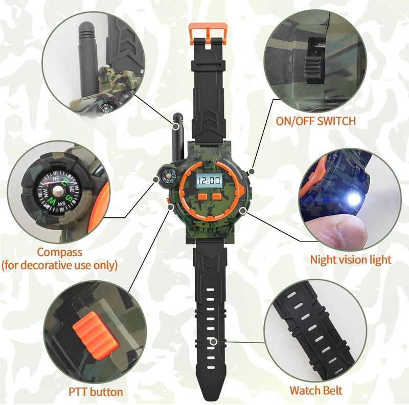 Rechargeable Walkie Talkie for Kids Two-Way Radio Walky Talky with Flashlight Children Outdoor Game Interphone Toy Game and Gifts for Boy and Girl Age 4 to 12 (Camo)