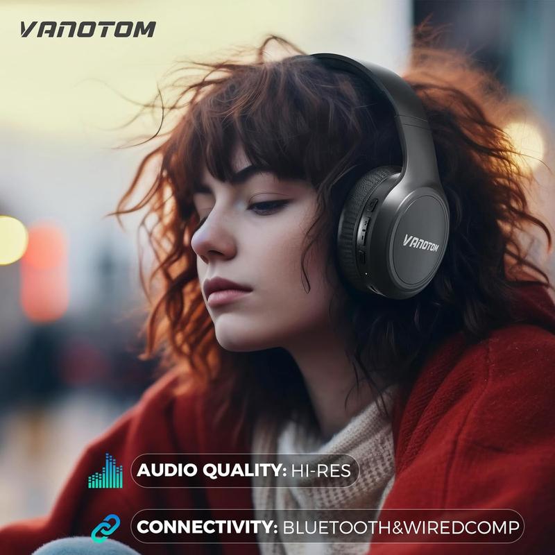 VANOTOM Wireless Headphone,  Foldable Bluetooth Headphones Over Ear, Wireless Headset for Gaming, Phones, Computers, Electronics Audio Headphone Halloween Christmas Gift Earbud