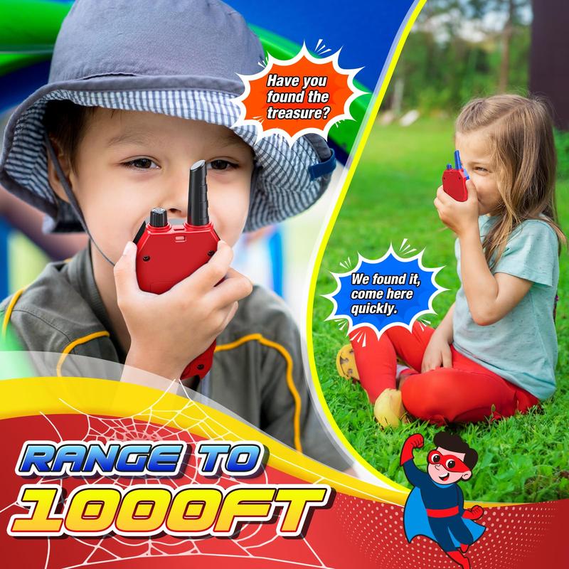 Spider Walkie Talkies for Kids: Toys Gifts for 3 4 5 6 7 8 9 Year Old Boys Girls Ages 5-7 Kids Walkie Talkies Outdoor Hiking 2 Way Radio Toy for 3-12 Year Old Boy Girl Christmas Birthday Gift Age 3-6