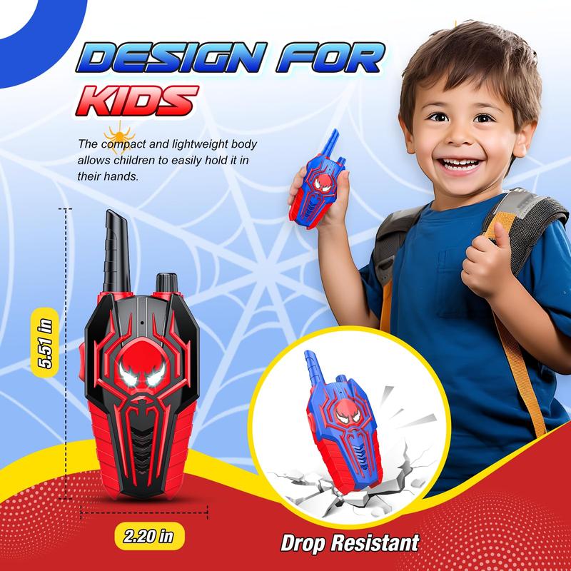 Spider Walkie Talkies for Kids: Toys Gifts for 3 4 5 6 7 8 9 Year Old Boys Girls Ages 5-7 Kids Walkie Talkies Outdoor Hiking 2 Way Radio Toy for 3-12 Year Old Boy Girl Christmas Birthday Gift Age 3-6