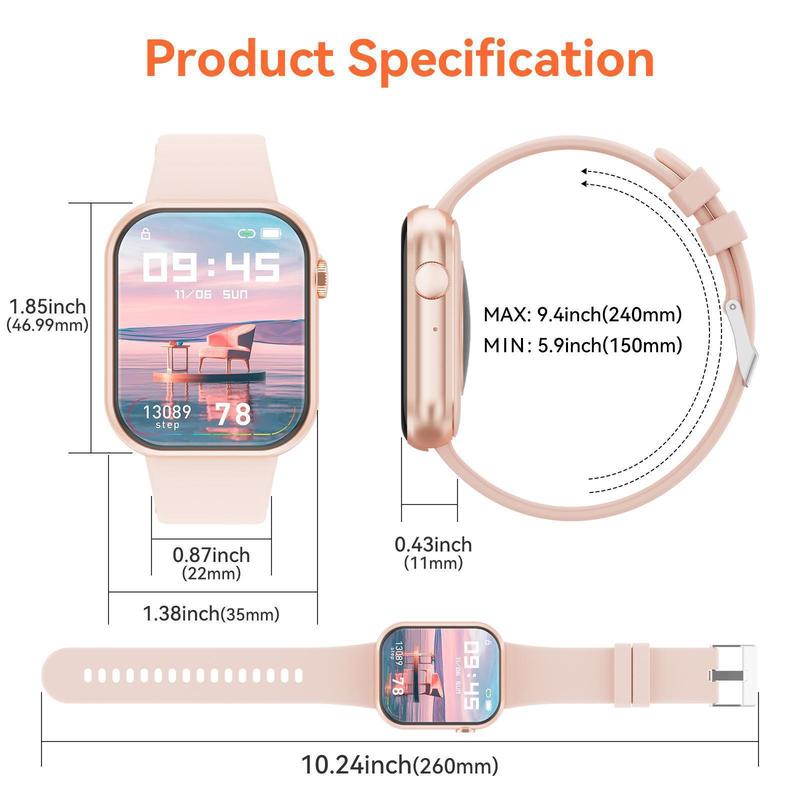 2024 New Multifunctional Men Women's Smartwatch, 1.85-inch Smart Watch with Answer Make Calls 100+ Sports Modes Message Reminder, IP67 Waterproof Smart Watch for Android iPhone Devices Christmas gifts Christmas decor, Stocking Fillers, Fitness Watch