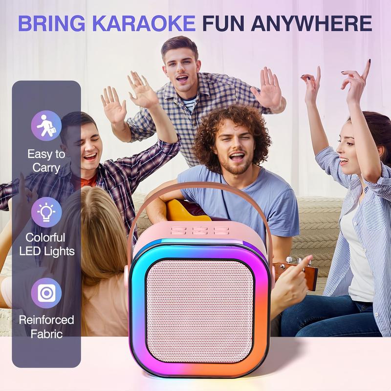 Mini Karaoke Machine for Kids Adults, Portable Bluetooth Karaoke Speaker with 2 Wireless Microphones for Kids Teens Adults Audio Microphone Sound