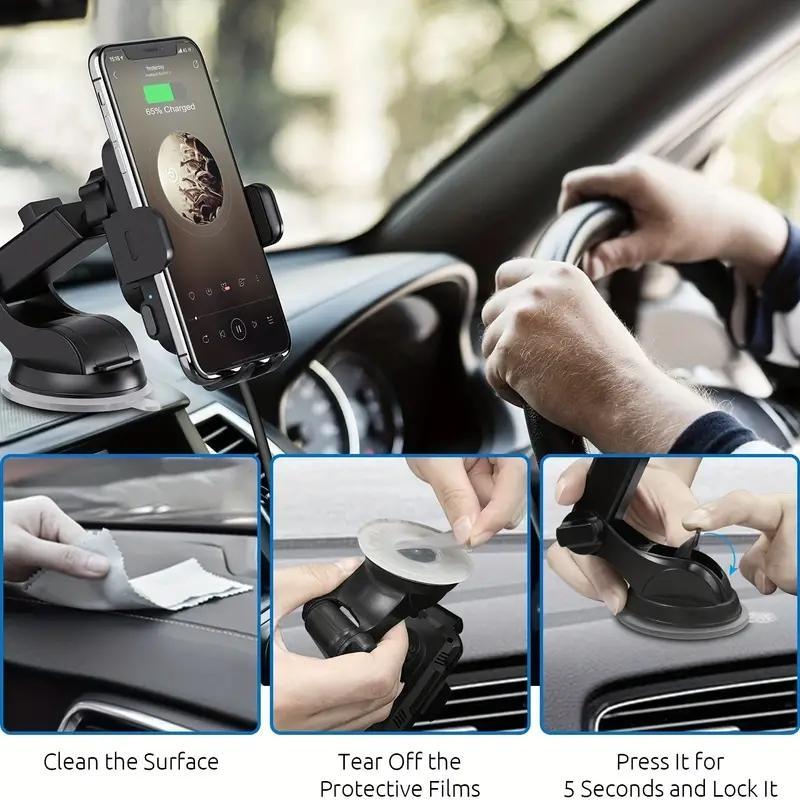 Wireless Car Dashboard Phone Holder Charger, 15W Fast Charging Auto Clamping Car Air Vent Phone Mount Charger, Car Phone Holders, Cell Phone Car Mount, Car Phone Holder, Compatible with iPhone Samsung Galaxy