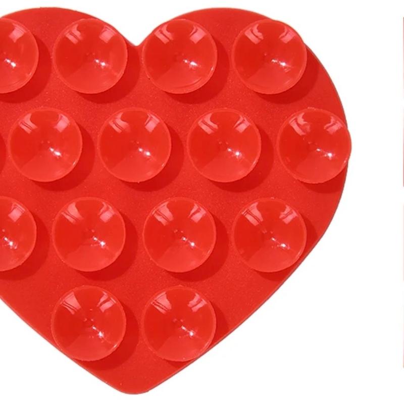 Grippy Heart Shaped Silicone Suction Phone Case for Smartphones and Cellphones Holder