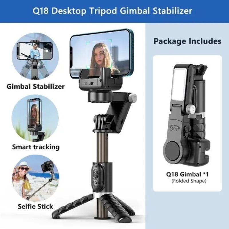 360 Rotation Selfie Stick Phone Tripod for iPhone Android Cellphone, Handheld Gimbal Stabilizer, Selfie Stick Tripod, Phone Accessories for Smartphone Photography, Stocking Fillers Gift