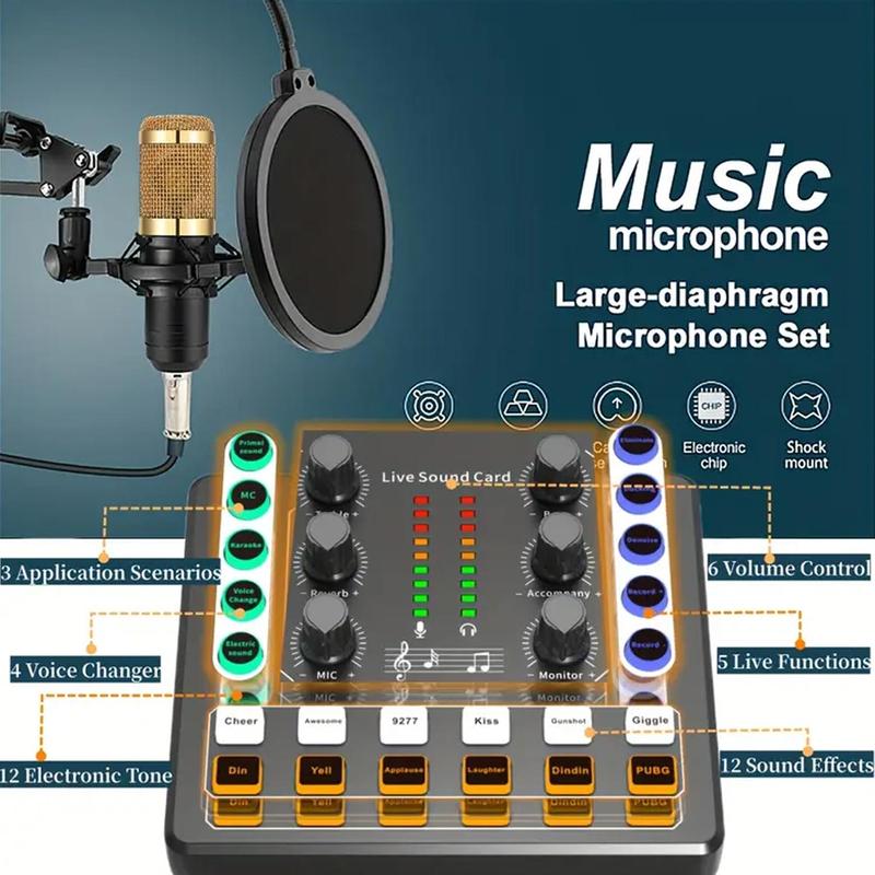 Podcast Equipment Bundle, V8S Audio Interface & Microphone, Live Streaming Equipment, Perfect for Laptop Video Blogging and Live Streaming