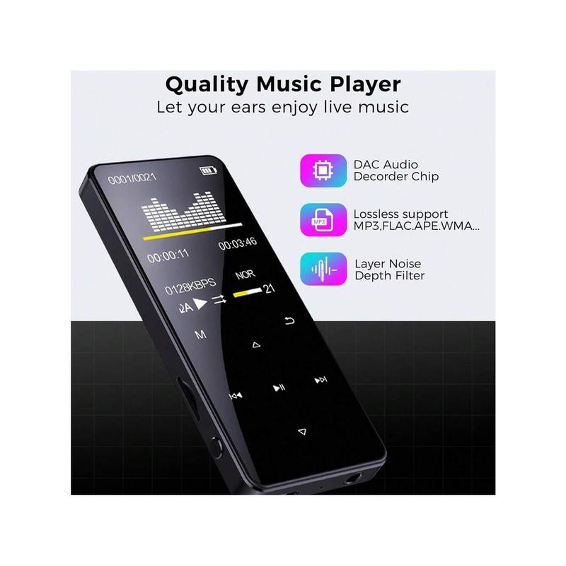 Digi Pals      MP4 MP3 Player Multifunctional Full Touch Screen 4GB Support Up To 128GB SD Card Expansion Bluetooth Lossless Music FM Radio Recorder Sport