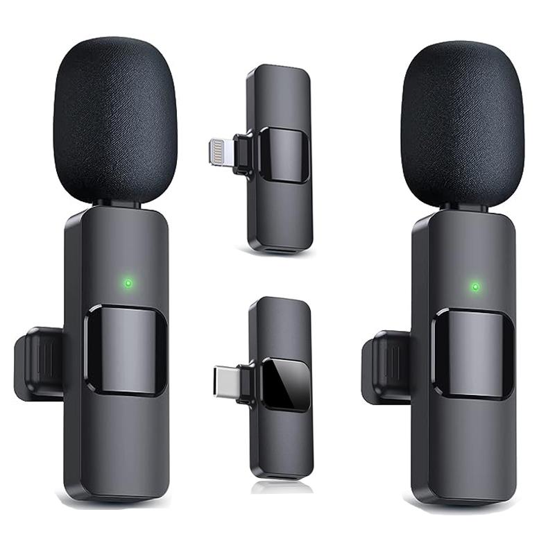 Professional Wireless Lavalier Lapel Mini Microphone,for iPhone,Android， iPad，Dual microphone design supports multiple users Support charging while in use Portable Wireless Mini Microphone with Noise Reduction ，for Video Recording, Vlog, YouTube, TikTok，