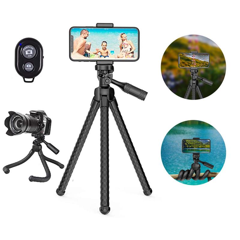 [Free shipping] Flexible Portable Digital Camera Stand Octopus Mini Tripod Desktop Phone Selfie Stick Mounting Tripod Holder with Hidden Phone Holder for iPhone, Selfie Accessories with Wireless Remote Cellphone Smartphone