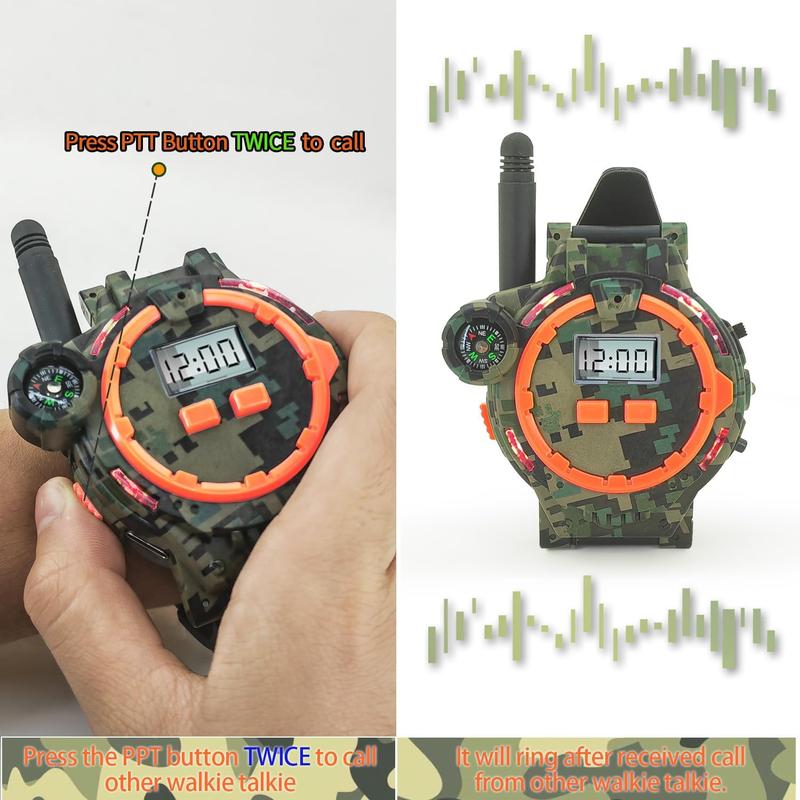 Rechargeable Walkie Talkie for Kids Two-Way Radio Walky Talky with Flashlight Children Outdoor Game Interphone Toy Game and Gifts for Boy and Girl Age 4 to 12 (Camo)