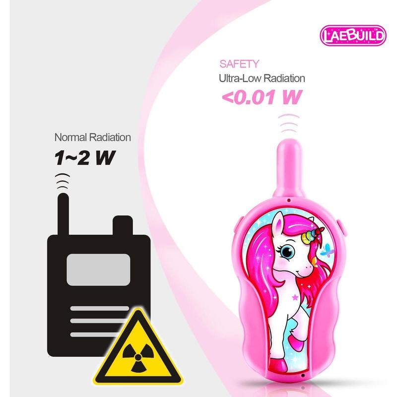 Suitable for 3 4 5 6 years old walkie talkie, 2 pack walkie talkie, little pink unicorn outdoor camping hiking game, two way radio birthday christmas gift idea