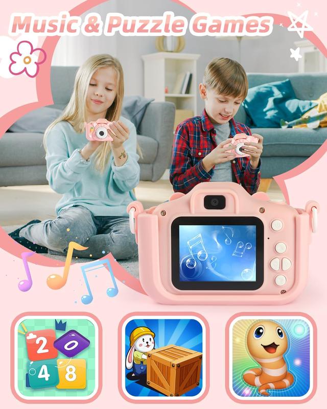 Rabbit Design Digital Camera, 1080P Portable Kids Digital Video Camera with 32GB SD Card, Perfect Christmas Birthday Gifts for Boys Girls