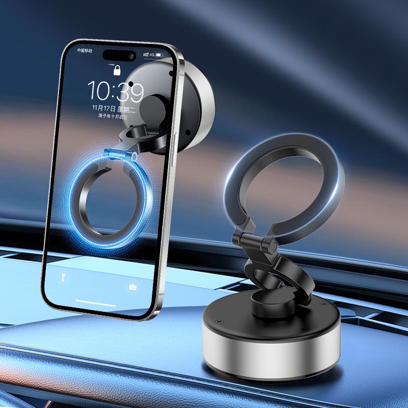 Magnetic Suction Phone Mount,2024 New Electric Vacuum Magnetic Suction Car Phone Mount,360 Degree Rotating Rotatable Car Suction Phone Mount,Strong Suction for Car Kitchen Mirro Gym Bath Shower