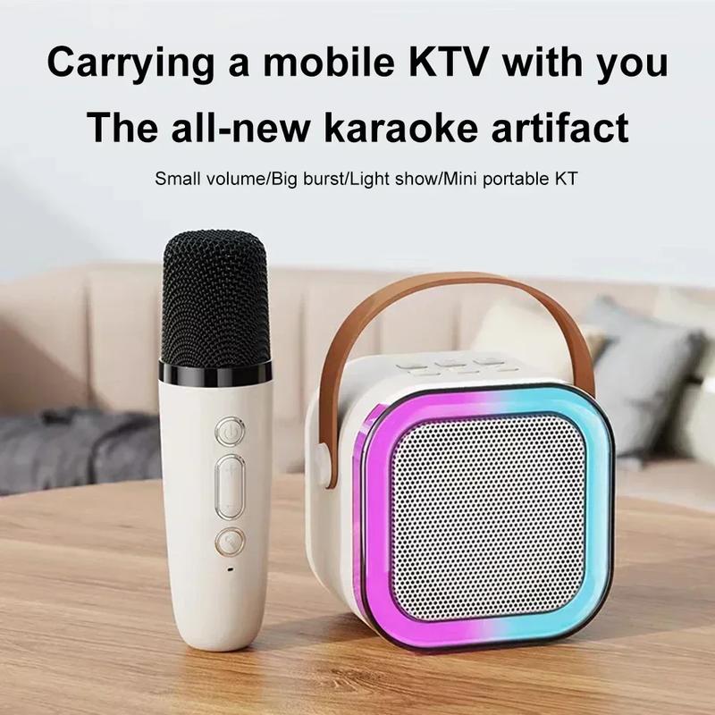 K12 Wireless Microphone Karaoke Machine Bluetooth Speaker KTV HIFI Stereo Sound RGB Colorful LED Lights for Outdoor Home Party PYLV