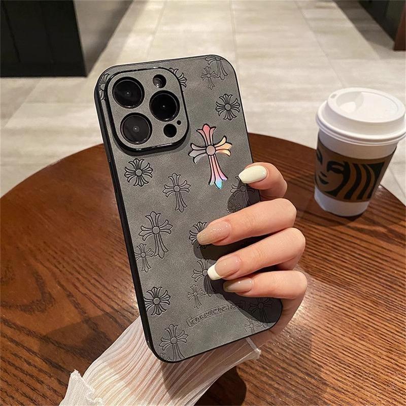  For iPhone 16 15 14 13 12 11 Pro Max gradient laser illuminated cross anti drop phone case,for iPhone 16 15 14Plus premium leather back panel phone case