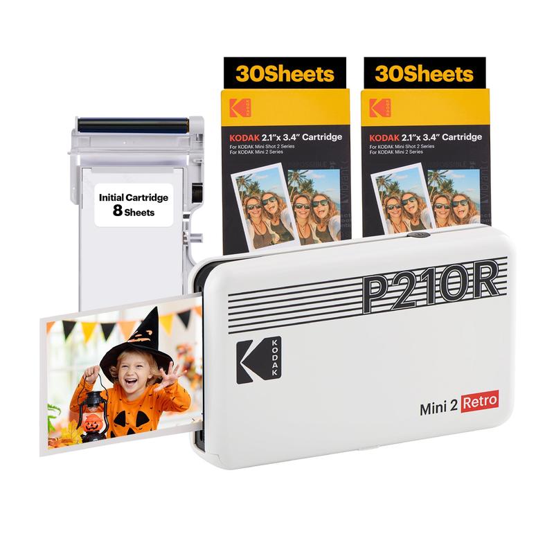 KODAK Mini 2 Retro 4PASS Portable Photo Printer (2.1x3.4 inches) + 68 Sheets Bundle