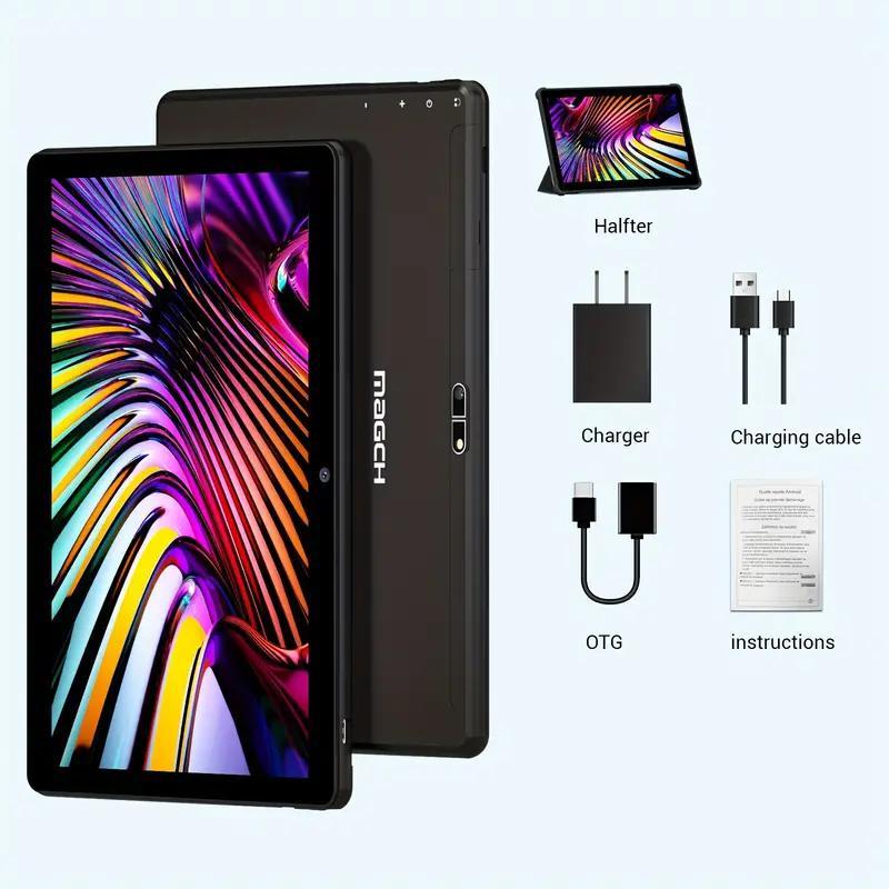 BlackFriday MAGCH 10 Inch Android 13 Tablet 2024, 4GB RAM, 64GB ROM, 5000MAh, Quad Core Processor, 2MP 5MP Camera, Type-C, Cheap 10inches Touchscreen Learning Smart Tabletpc With Case, Tiktok Shop Back To School Sale