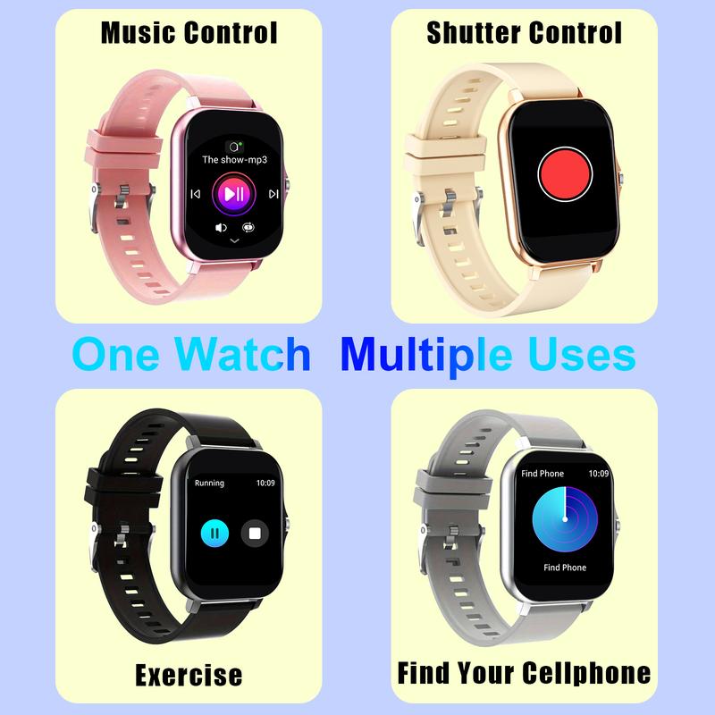 Smart Watch with Wireless Calling Dialing, Multiple Sport Modes, Call Alerts and Rejection, SMS Notifications, Various App Alerts, Suitable for Men and Women, Sports Accessory, Compatible with iPhone Android