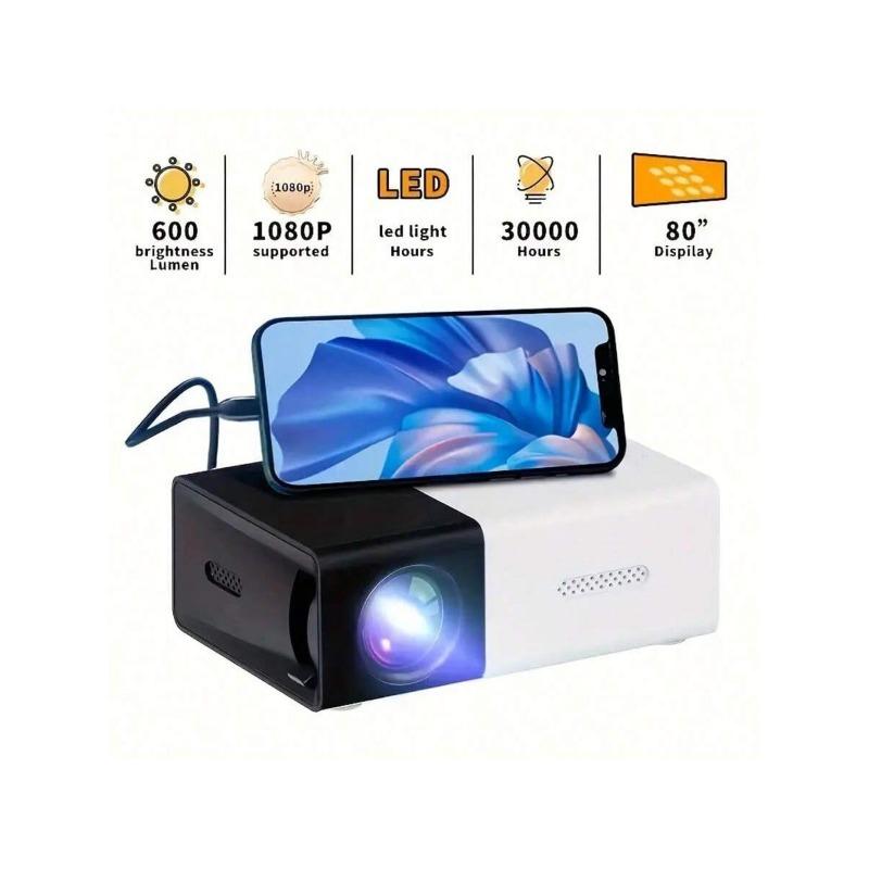 3000+ Lumen HD Mini Portable Projector - Bright LED Light Source, USB & SD Connectivity, Button Control, 3D-Ready - Perfect For Home Cinemas, Outdoor Camping Adventures, Multi-Device Compatible With Remote for Gifts