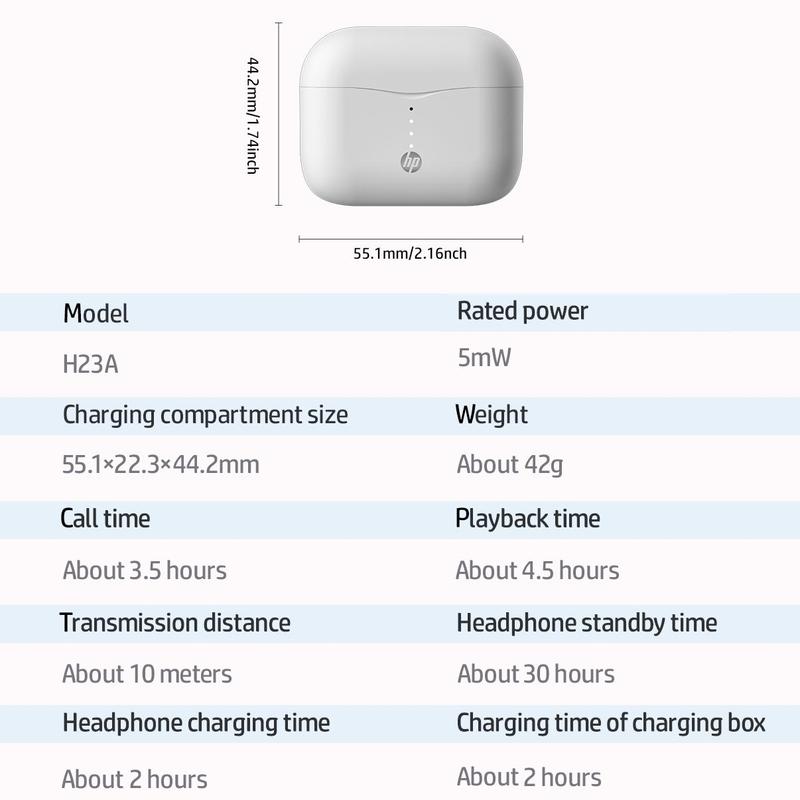 HP Wireless Earphones, In-ear Design Wireless Headphones with Built-in Mic, USB Charging Electronic Headset, Waterproof Wireless Earbuds for Sports Gaming, Best Gift for Friends