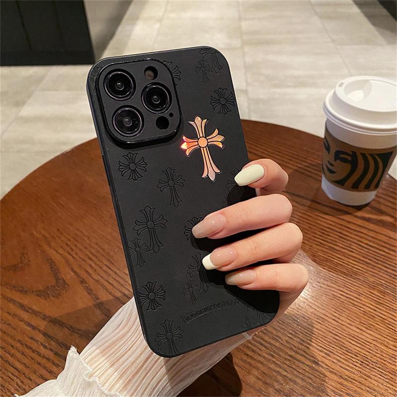  For iPhone 16 15 14 13 12 11 Pro Max gradient laser illuminated cross anti drop phone case,for iPhone 16 15 14Plus premium leather back panel phone case