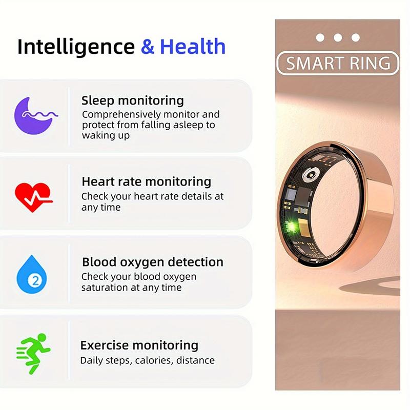 Smart Ring Fitness Tracker(3rd Gen) , IP68 Waterproof (Swimable), Women's Men's Health Ring Fitness Tracker, Sleep Tracking Wearable Device - Steps, Distance, Pressure, Exercise Tracking Device