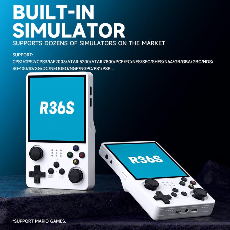 R36S Retro Handheld Game Console with 128G Built-in 20000+ Classic Games, Open Source Linux System 3.5 Inch IPS Screen Portable Pocket Video Player Christmas Gifts for kids