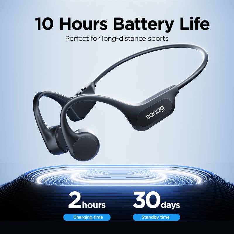 Sanag IPX8 Waterproof Swimming Headphones with built-in 64G memory,Bluetooth 6.0 Wireless Bone Conduction Open Audio Electronic Translation summary music phone Headset Earbud