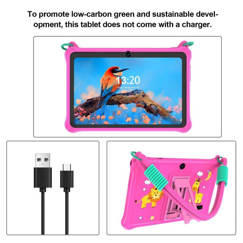 7-inch children's tablet, 2GB (2GB+2GB expansion) RAM 32GB ROM, with parental control, Android 13, education, gaming, shockproof case (non adapter)