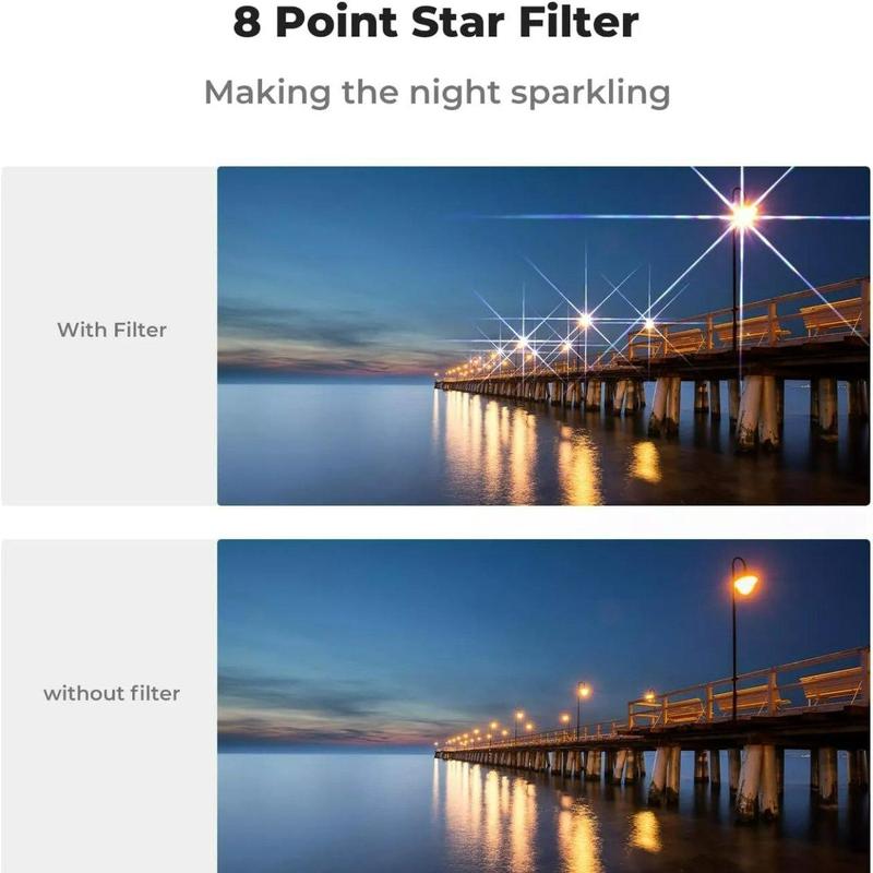 52mm 8 Line Star Filter Lens, Clip-on Polarizer Filter, Star Filter Lens for Smartphone, Mobile Phone Accessories