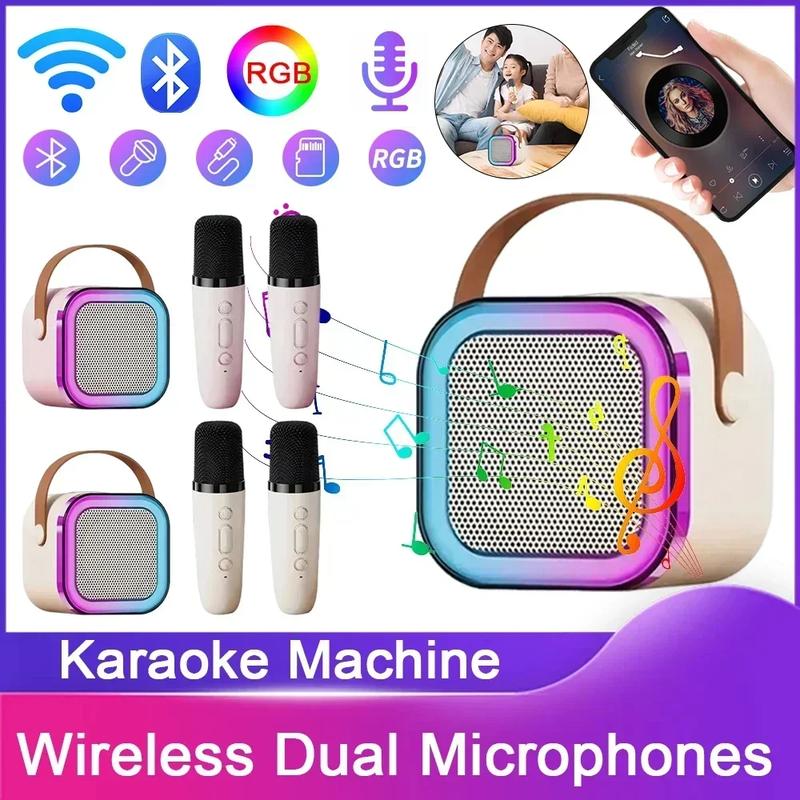 K12 Wireless Microphone Karaoke Machine Bluetooth Speaker KTV HIFI Stereo Sound RGB Colorful LED Lights for Outdoor Home Party PYLV