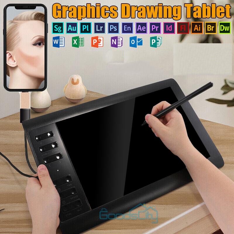 10x6 inch Digital Drawing Tablet HD Screen Graphics tablet with Battery-free Pen