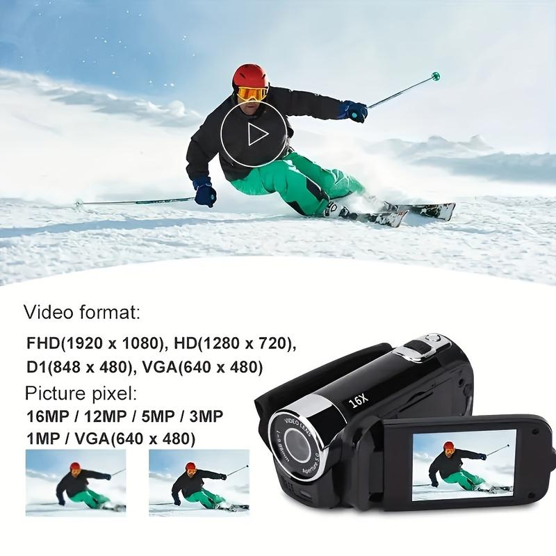 16x Digital Zoom Camera With 32G Card 270° Rotating LED Flip Screen Camcorder - 1080P, 2.4-inch Screen Display, Wide Angle Camera, Portable and Compact Design for Home, Outdoor, and Students - Perfect Camera & Camcorder Combo