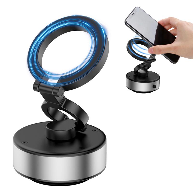 Magnetic Suction Phone Mount,2024 New Electric Vacuum Magnetic Suction Car Phone Mount,360 Degree Rotating Rotatable Car Suction Phone Mount,Strong Suction for Car Kitchen Mirro Gym Bath Shower