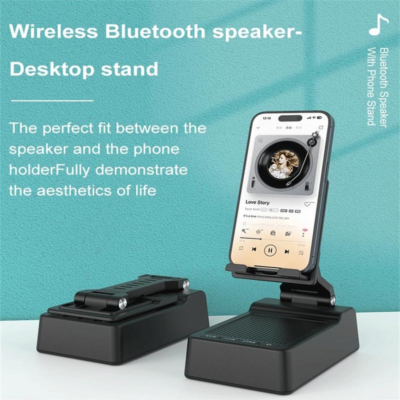 Cell PhoneStand with Wireless Bluetooth Speaker.Anti-Slip Design Phone Stand with HD Surround Sound Birthday Christmas Gadget Male Mom Cellphone Mount