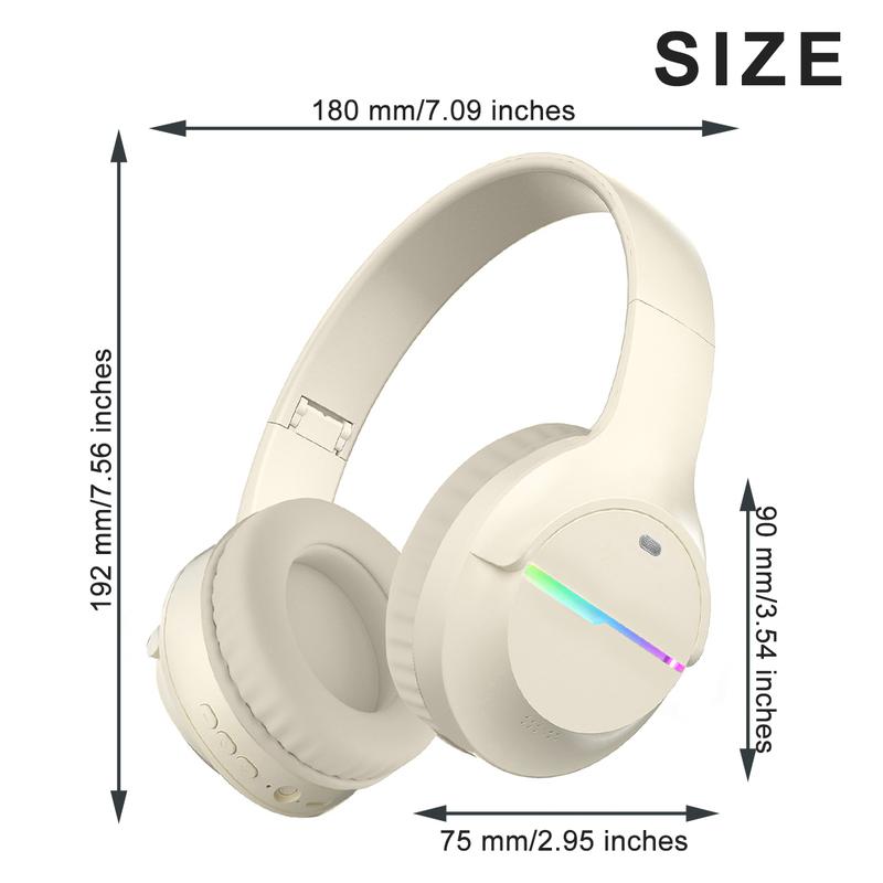 Bluetooth Headphones Colorful Lights Wireless Kids Headphones, 85H Playtime,Over Ear Headphones Built-in Mic for iPad Tablet Airplane